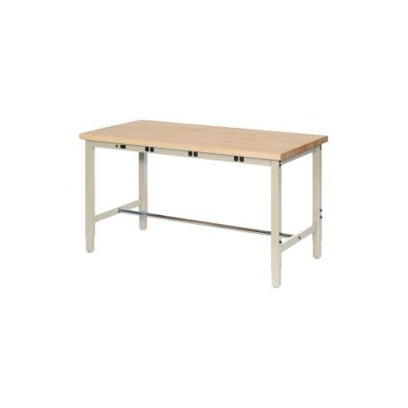 Global Equipment 48"W x 36"D Production Workbench with Power Apron - Maple Safety Edge - Tan 607005BTN